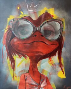 Personnage anthropomorphique mi homme mi grenouille