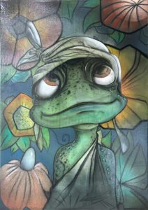 Personnage anthropomorphique mi homme mi grenouille