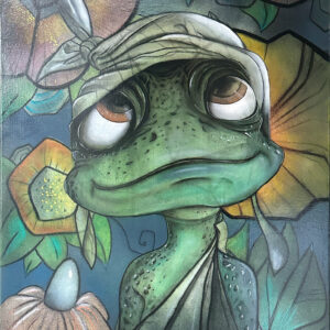 Personnage anthropomorphique mi homme mi grenouille