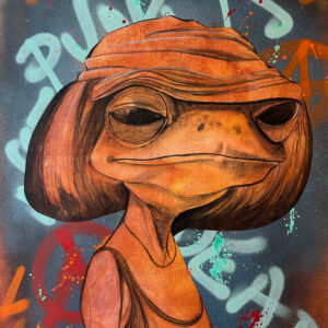 Personnage anthropomorphique mi homme mi grenouille